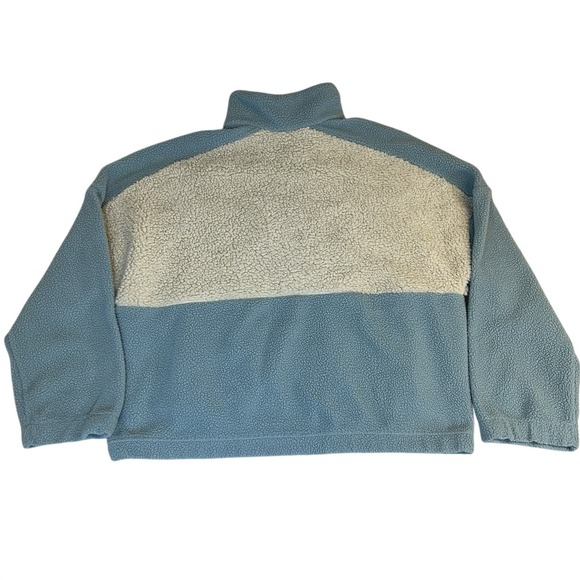 Columbia Lodge Sherpa Fleece Pullover 1/2 Snap Boxy Peach Cream Blue Women's XXL - Picture 9 of 10